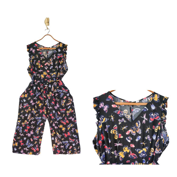 Old Navy Antique Butterfly Insect JUMPSUIT XXL swifties Whimsigoth Fairy Witchy - Picture 1 of 16